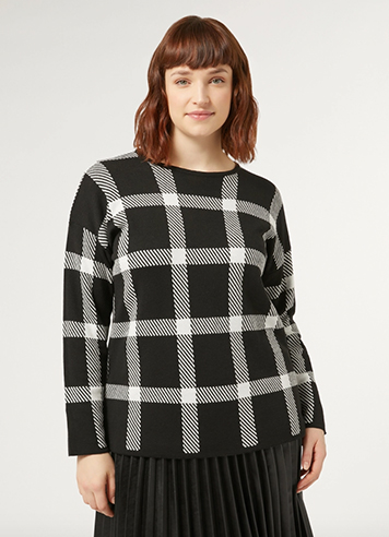 Wool foule shirt black white Marina Rinaldi